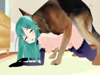 Anime chick jacking off a dog before getting banged